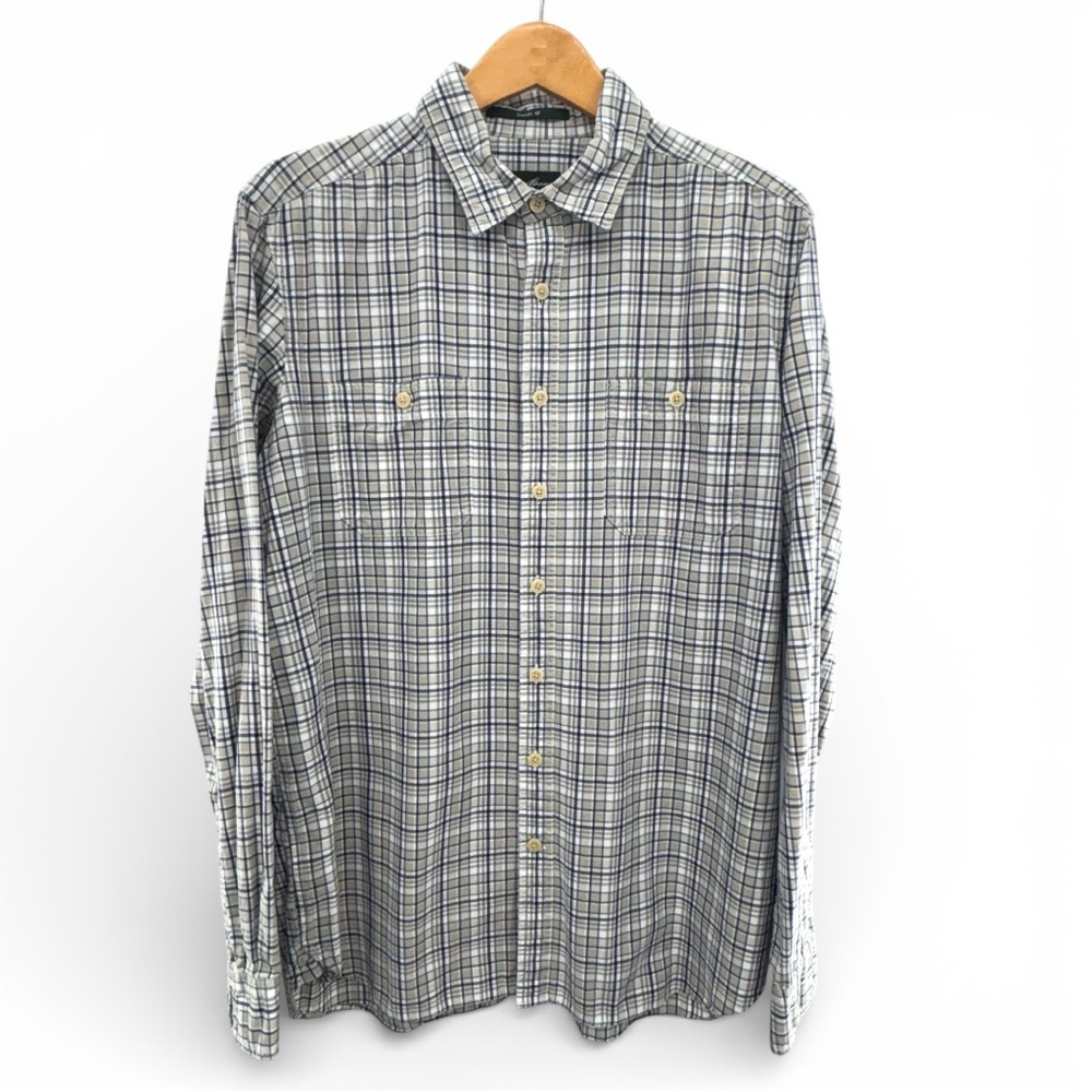 Eddie Bauer Tall Classic Fit Plaid Cotton Button Up Work Shirt LT